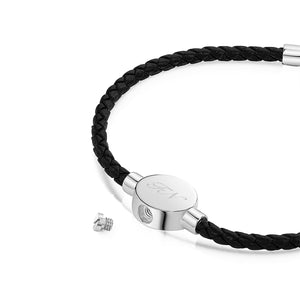 Men's Braided Cord Bracelet With Circular Urn - Silver