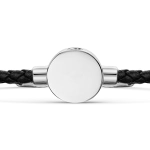 Men's Braided Cord Bracelet With Circular Urn - Silver