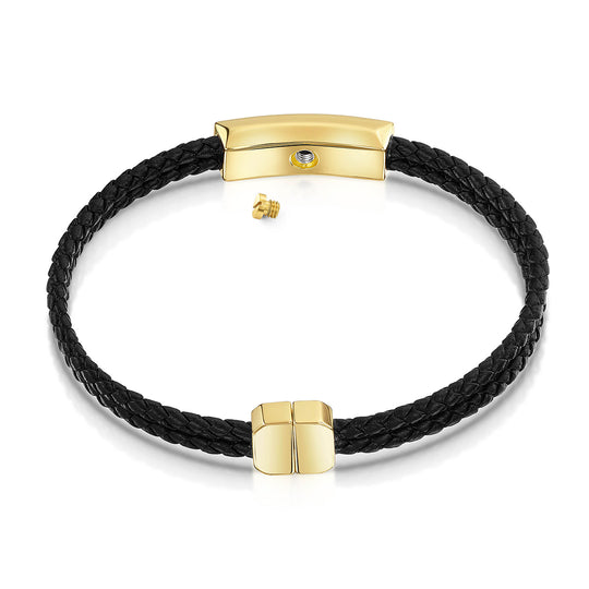 Men's Braided Double Cord Bracelet With Ingot Urn - Gold
