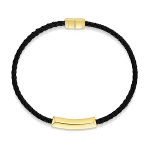 Men's Braided Double Cord Bracelet With Ingot Urn - Gold