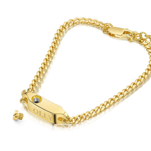 Men's Capsule Urn Bracelet With Cuban Chain - Gold