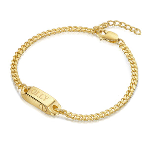 Men's Capsule Urn Bracelet With Cuban Chain - Gold