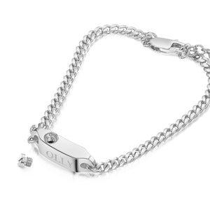Men's Capsule Urn Bracelet With Cuban Chain - Silver
