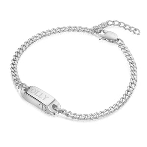 Men's Capsule Urn Bracelet With Cuban Chain - Silver