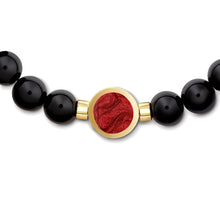 Load image into Gallery viewer, Men&#39;s Large Beaded Black Agate Ashes Resin Bracelet - Gold
