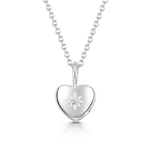 Tiny Crystal Heart Urn Ashes Necklace – Silver