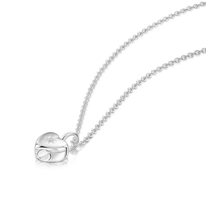 Tiny Crystal Heart Urn Ashes Necklace – Silver