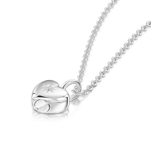 Tiny Crystal Heart Urn Ashes Necklace – Silver