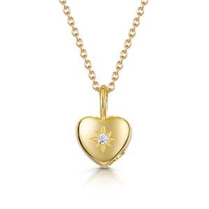 Tiny Crystal Heart Urn Ashes Necklace – Gold