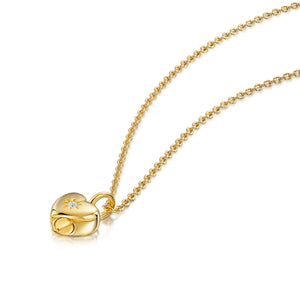 Tiny Crystal Heart Urn Ashes Necklace – Gold