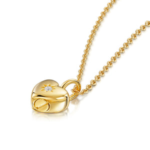 Tiny Crystal Heart Urn Ashes Necklace – Gold