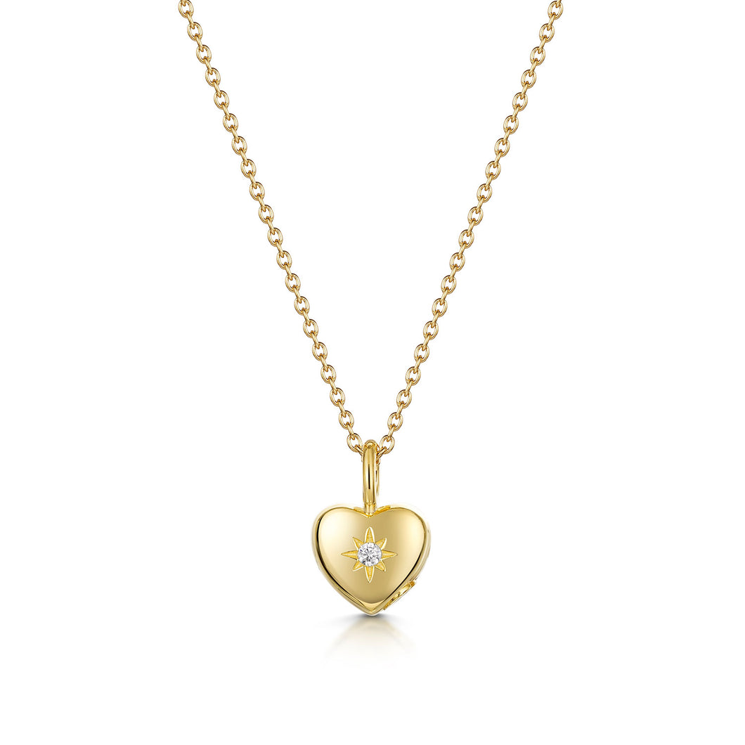 Tiny Crystal Heart Urn Ashes Necklace – Gold