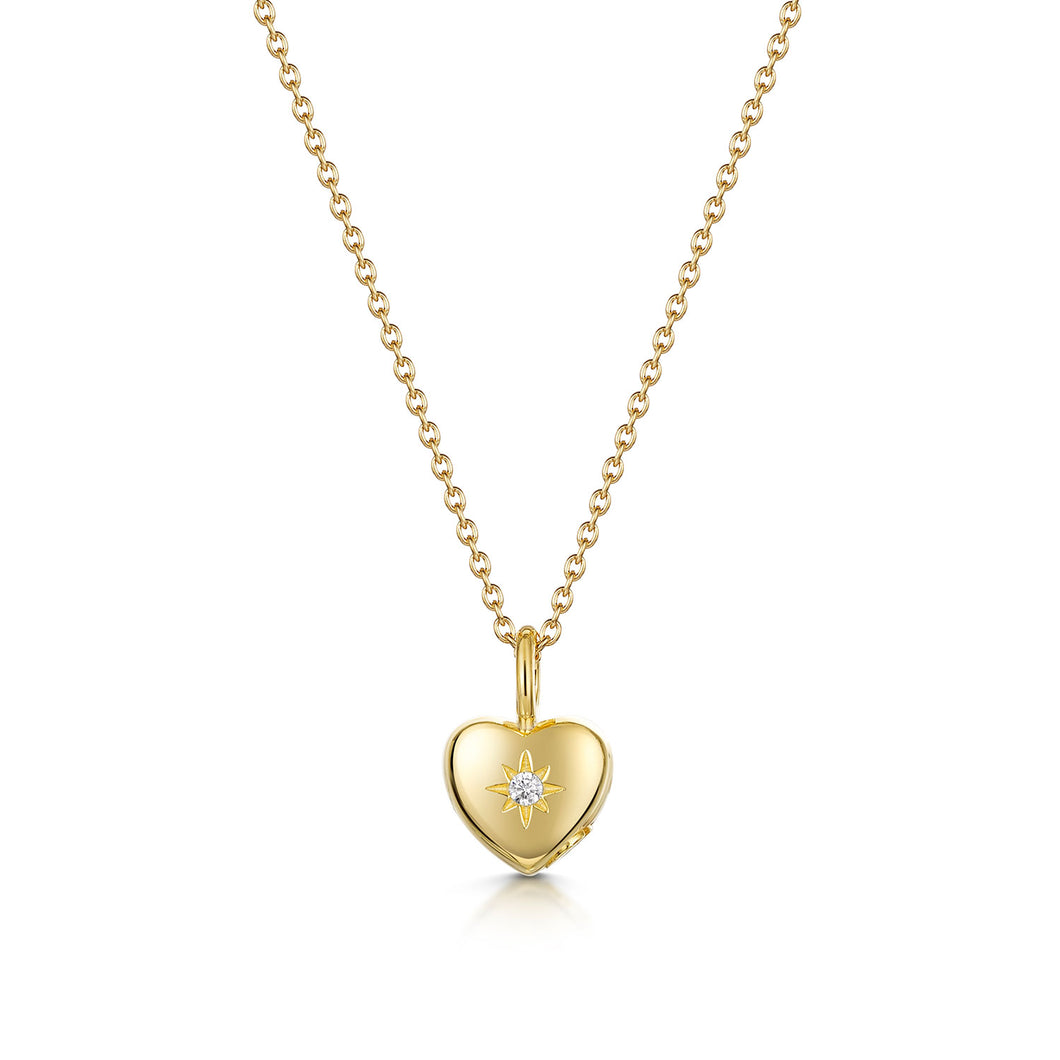 Tiny Crystal Heart Urn Ashes Necklace – Gold