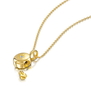 Tiny Crystal Oval Urn Ashes Necklace – Gold
