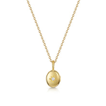 Load image into Gallery viewer, Tiny Crystal Oval Urn Ashes Necklace – Gold
