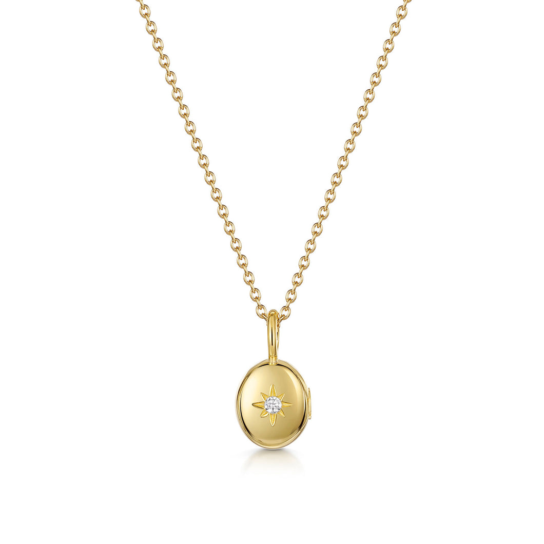 Tiny Crystal Oval Urn Ashes Necklace – Gold