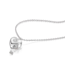 Load image into Gallery viewer, Large Crystal Heart Urn Ashes Necklace – Silver
