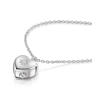 Large Crystal Heart Urn Ashes Necklace – Silver