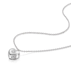 Large Crystal Heart Urn Ashes Necklace – Silver