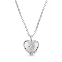 Load image into Gallery viewer, Large Crystal Heart Urn Ashes Necklace – Silver

