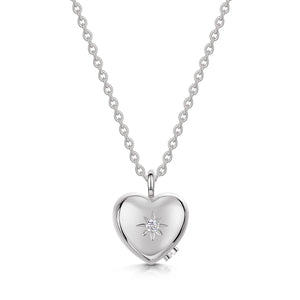 Large Crystal Heart Urn Ashes Necklace – Silver