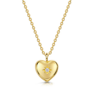 Large Crystal Heart Urn Ashes Necklace – Gold