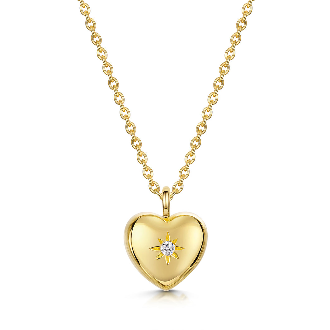 Large Crystal Heart Urn Ashes Necklace – Gold
