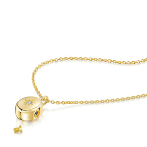 Large Crystal Oval Urn Ashes Necklace – Gold