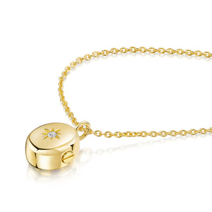 Large Crystal Oval Urn Ashes Necklace – Gold