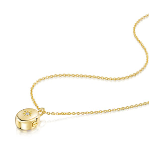 Large Crystal Oval Urn Ashes Necklace – Gold