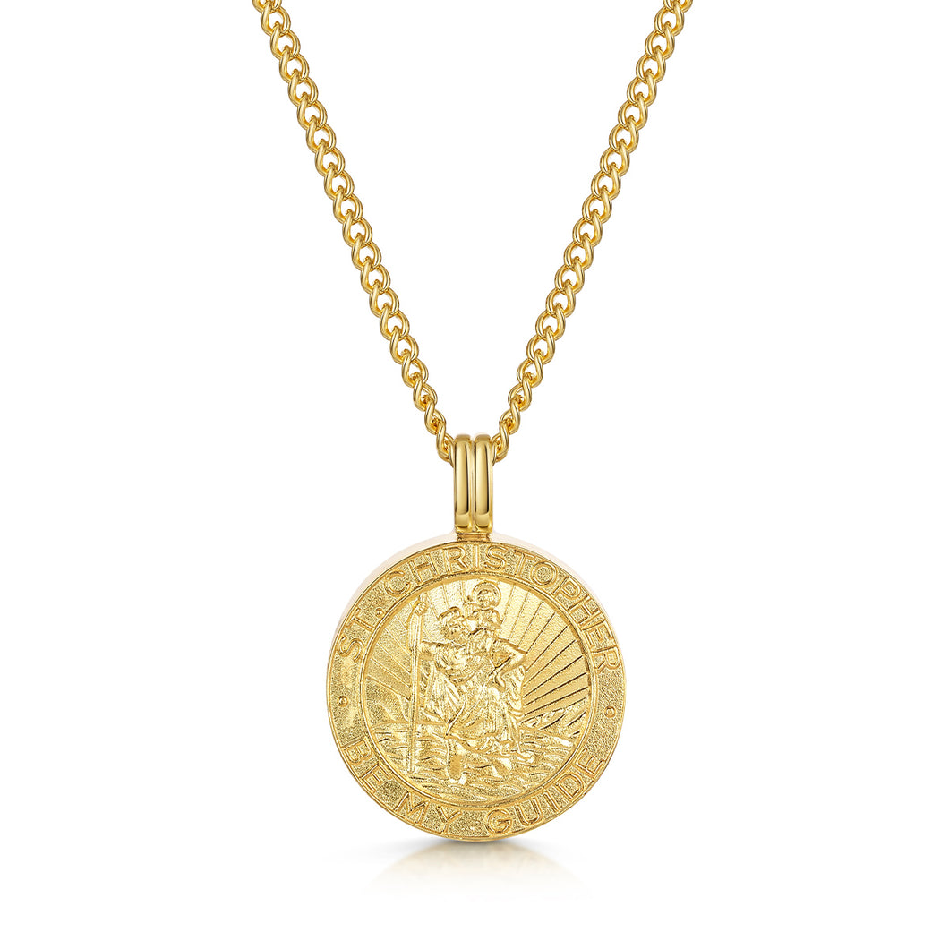 Men's St Christopher Urn Necklace - Gold