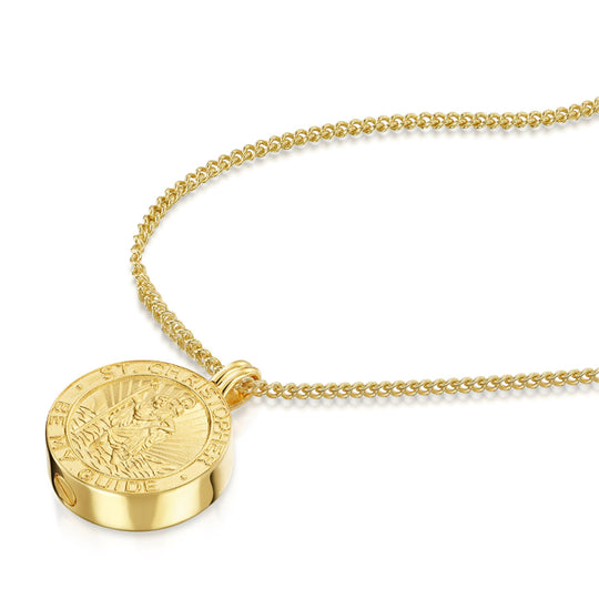 Men's St Christopher Urn Necklace - Gold