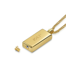 Load image into Gallery viewer, Men's Fingerprint Tall Ingot Urn Necklace - Gold
