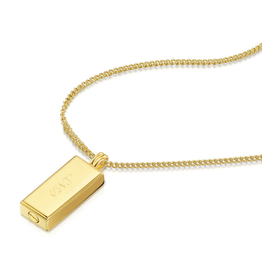 Men's Tall Ingot Urn Necklace - Gold