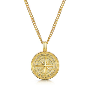 Men's Compass Urn Necklace - Gold
