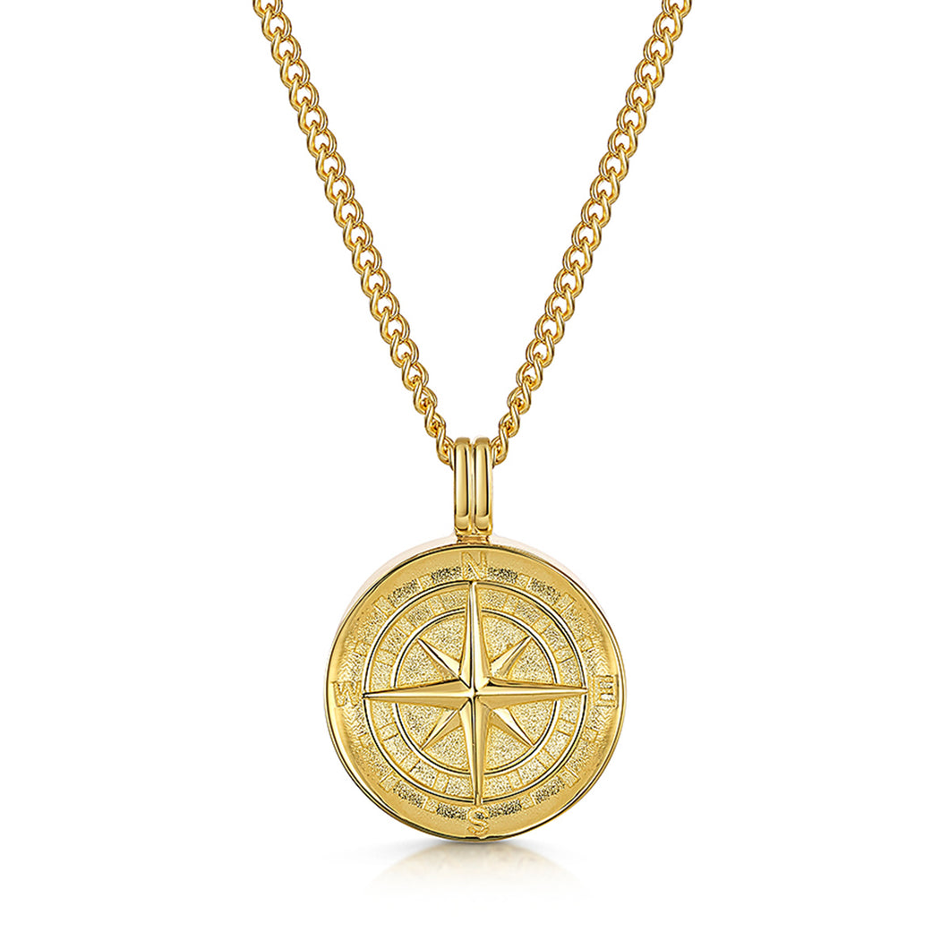 Men's Compass Urn Necklace - Gold