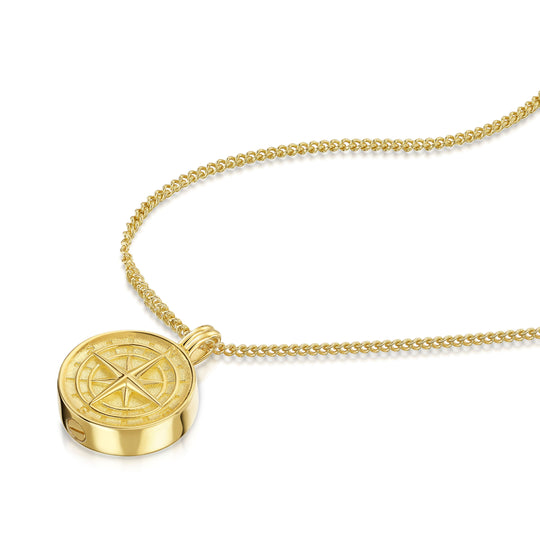 Men's Compass Urn Necklace - Gold