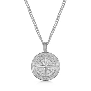 Men's Compass Urn Necklace - Silver