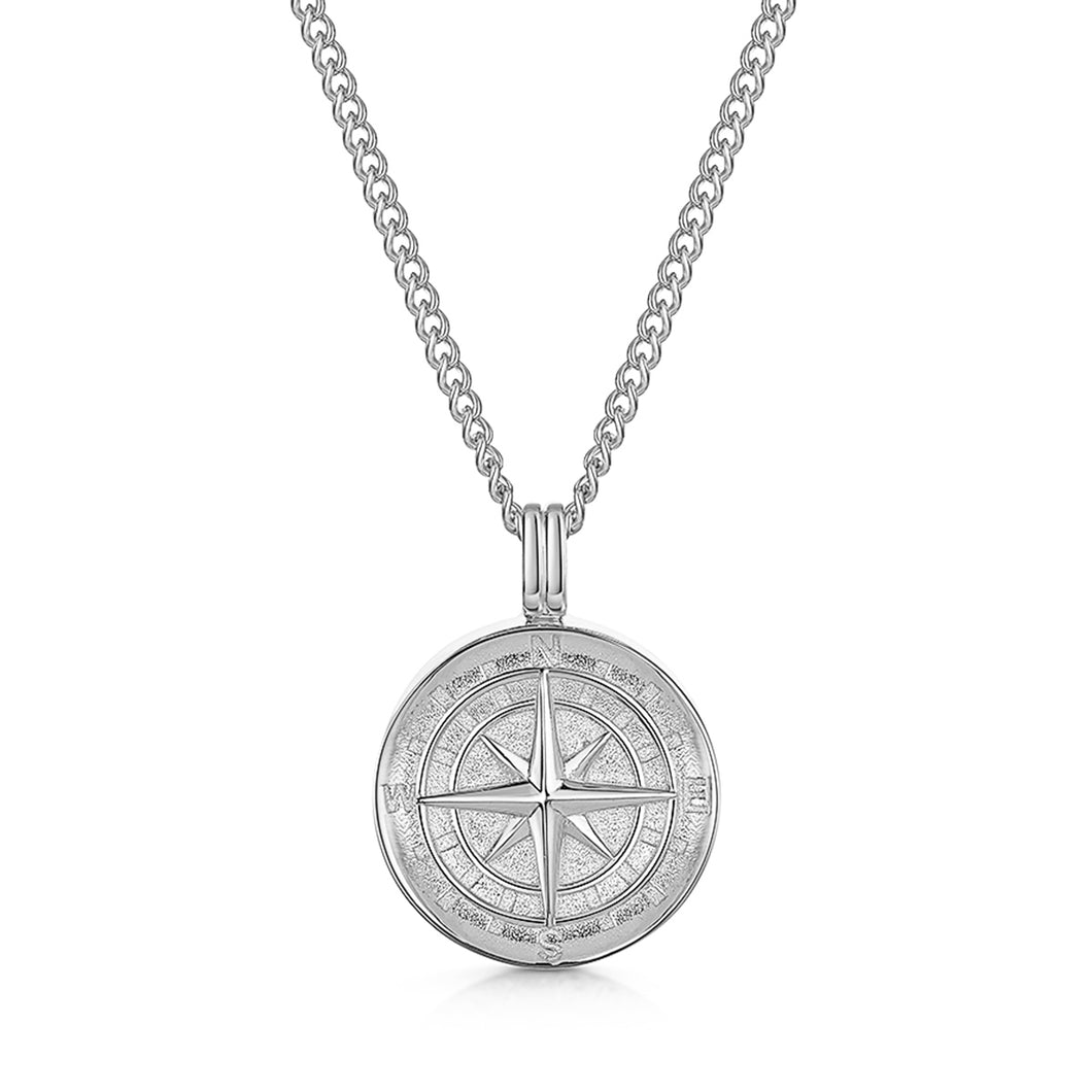 Men's Compass Urn Necklace - Silver