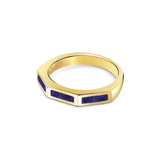 Geometric Triple Panel Ashes Resin Ring - Gold