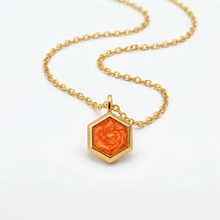 Load image into Gallery viewer, Men's Small Hexagonal Ashes Resin Necklace - Gold
