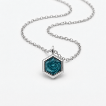 Load image into Gallery viewer, Small Hexagonal Ashes Resin Necklace - Silver
