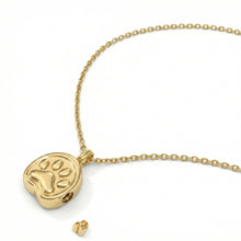 Load image into Gallery viewer, Pressed Paw Urn Necklace - Gold
