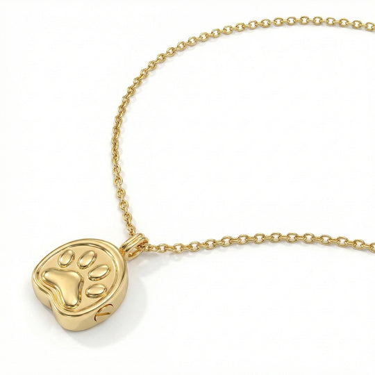 Pressed Paw Urn Necklace - Gold