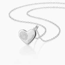 Load image into Gallery viewer, Name & Fingerprint Drop Heart Necklace - Silver
