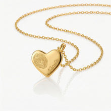 Load image into Gallery viewer, Name &amp; Fingerprint Drop Heart Necklace - Gold
