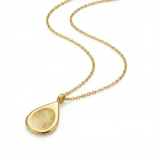Teardrop Fingerprint Necklace - Gold