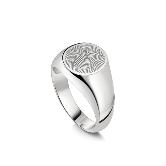 Round Fingerprint Signet Ring Silver