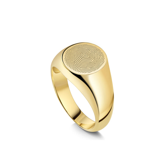 Round Fingerprint Signet Ring Gold