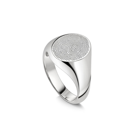 Oval Fingerprint Signet Ring Silver